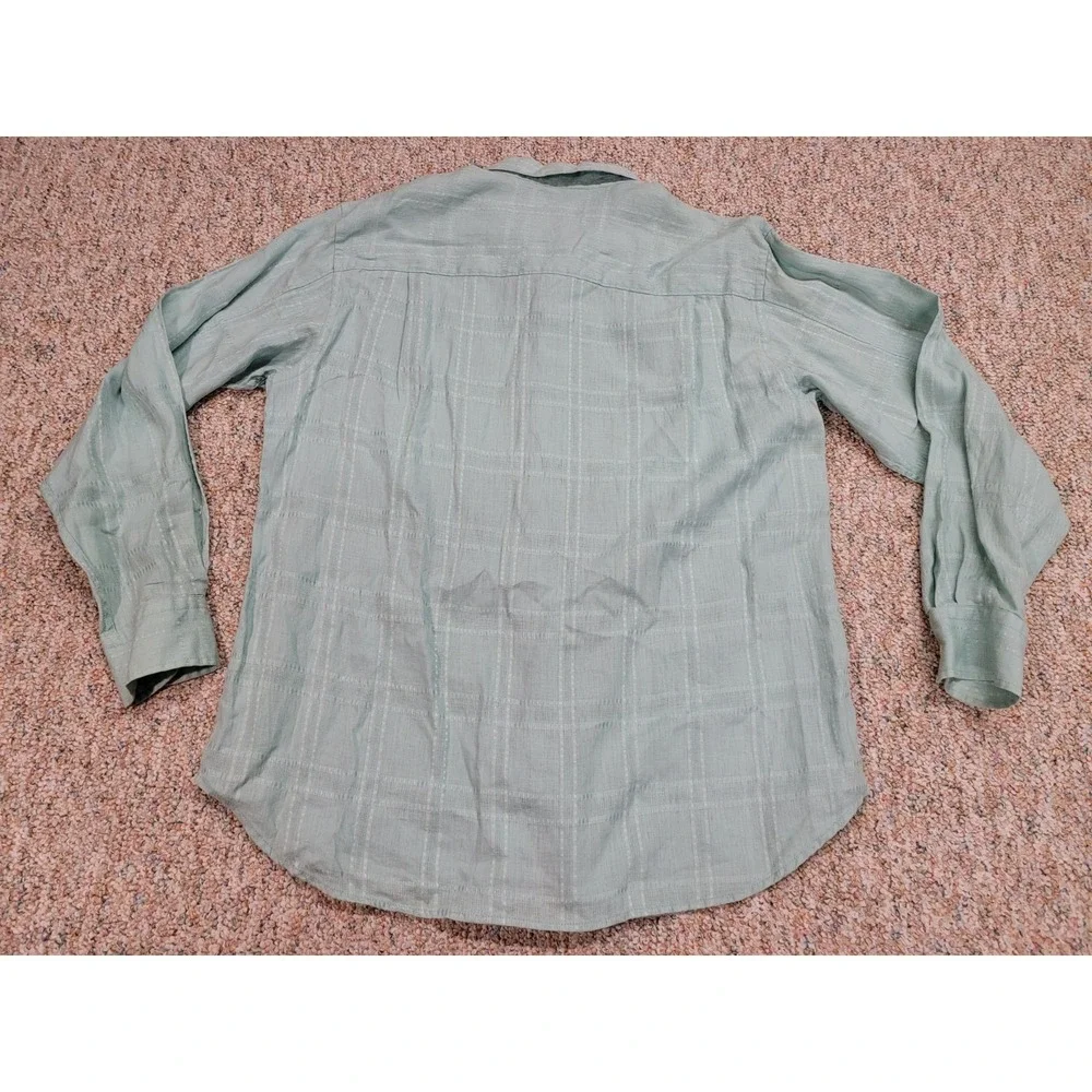 Tommy Bahama Shirt Mens Large Blue Linen Button Up Hawaiian Aloha Camp‎ Tropical